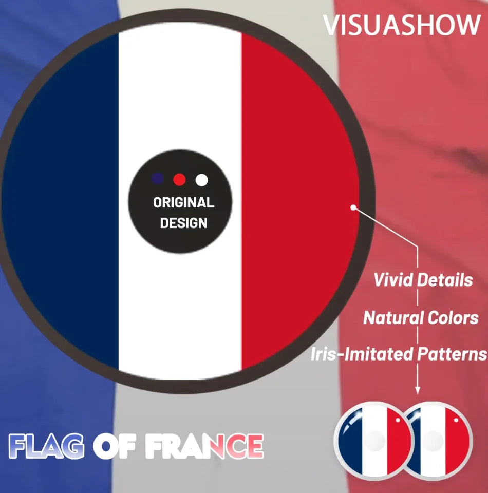 VISUASHOW Independence Day Colored Contact Lenses 2Pcs 6 Months Use National Day & Sports  Fan Party Cosplay Eye Makeup Contacts