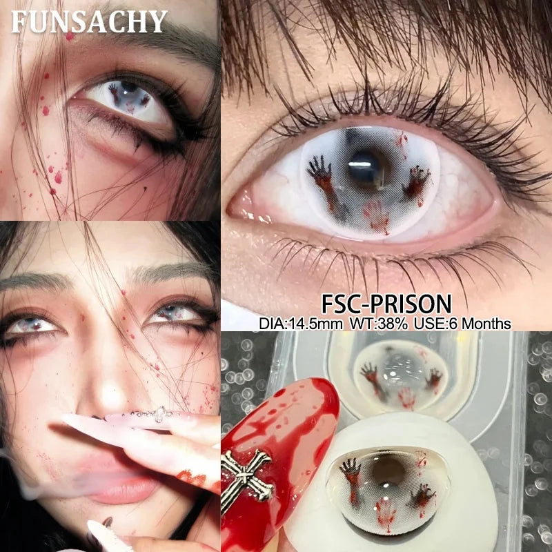FUNSACHY 1 Pair New Demon Cosplay Contact Lenses for Halloween 2026 Cosplay Makeup Party Contact Lens Vampire Witch Softlens