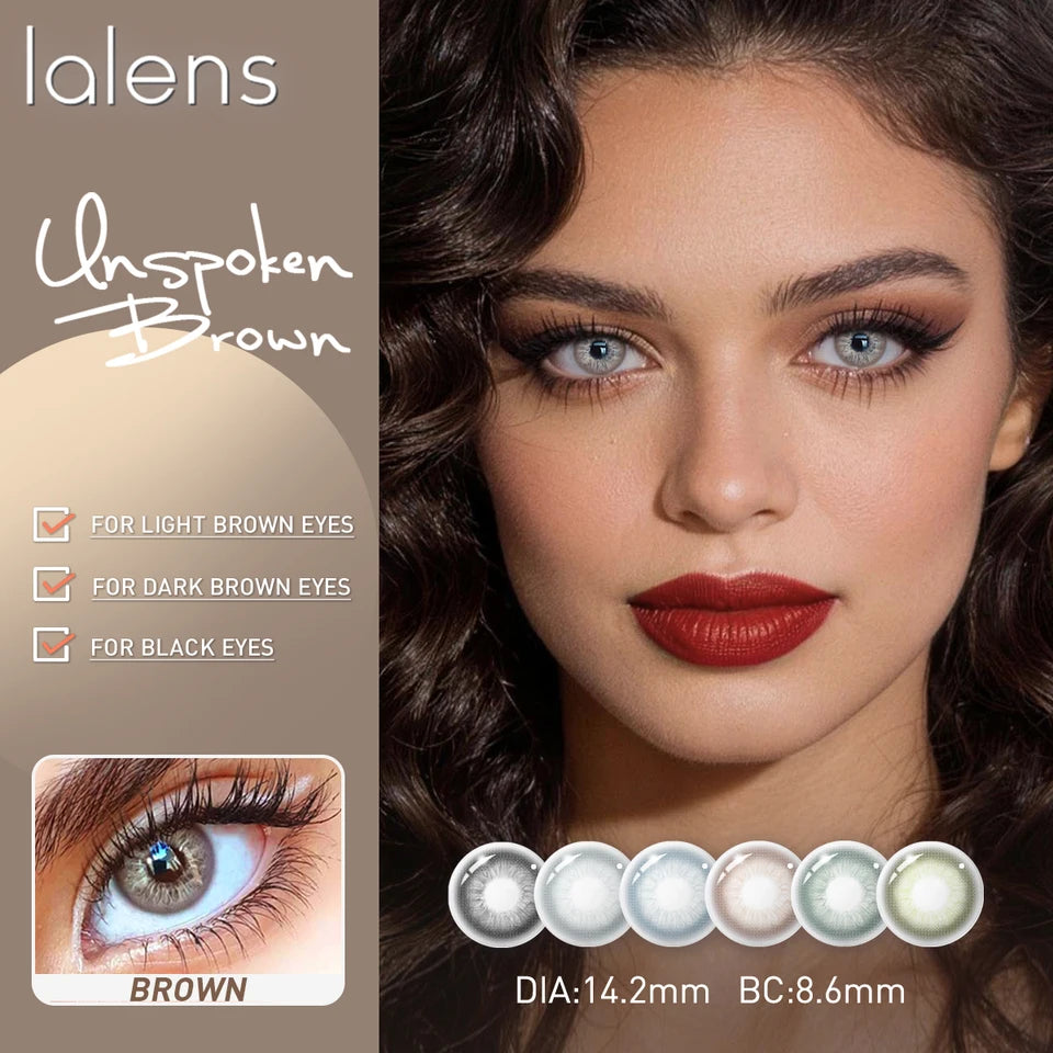 Lalens Unspoken Brown Blue Natural Soft Colored Contact Lenses 14.2mm Grey Yearly Wear Natural Eye Contacts for Daily Cosmetic