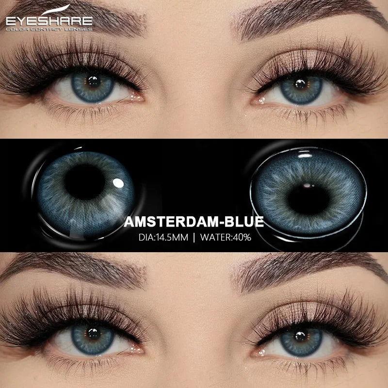 EYESHARE 2pcs Natural Colored Contact Lenses Brown Lenses Fashion Blue Gray Beauty Lenses Green Colored Pupils Eyes Makeup Lens