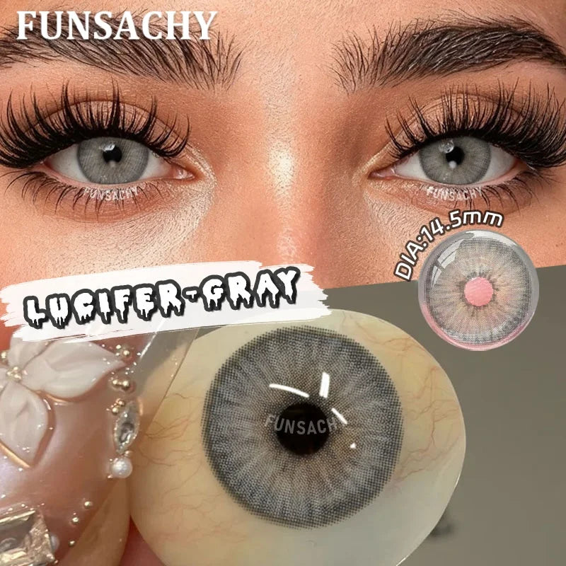 FUNSACHY 1 Pair Green Pupils for Eyes Colored Contact Lenses Natural Brown Makeup Lens Fast Shipping Yearly Cosmetic Gray Lens