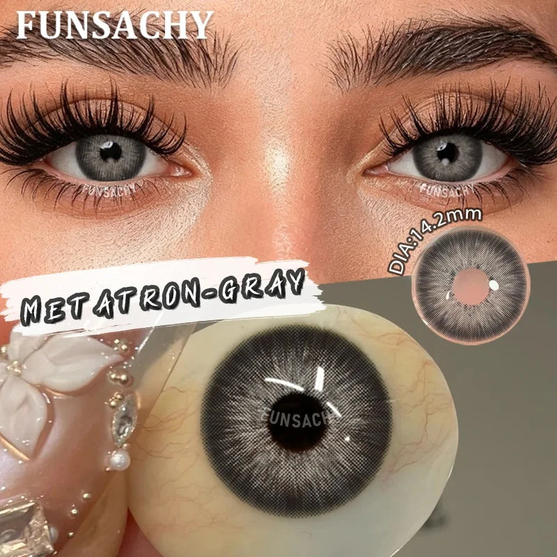 FUNSACHY 1 Pair Green Pupils for Eyes Colored Contact Lenses Natural Brown Makeup Lens Fast Shipping Yearly Cosmetic Gray Lens