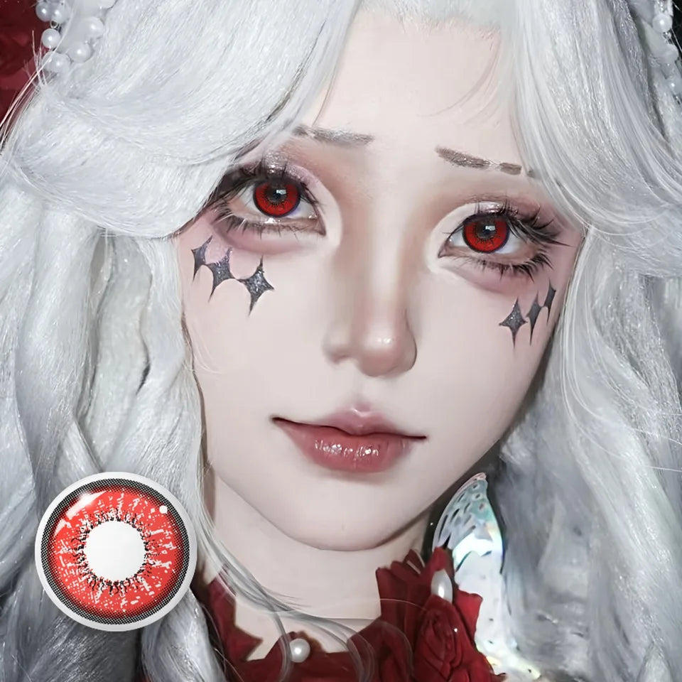 VISUASHOW 6 Months Use Green Red Anime Cosplay Colored Contact Lenses for Coser Cosplayer Daily Party Eye Beauty Makeup Contacts