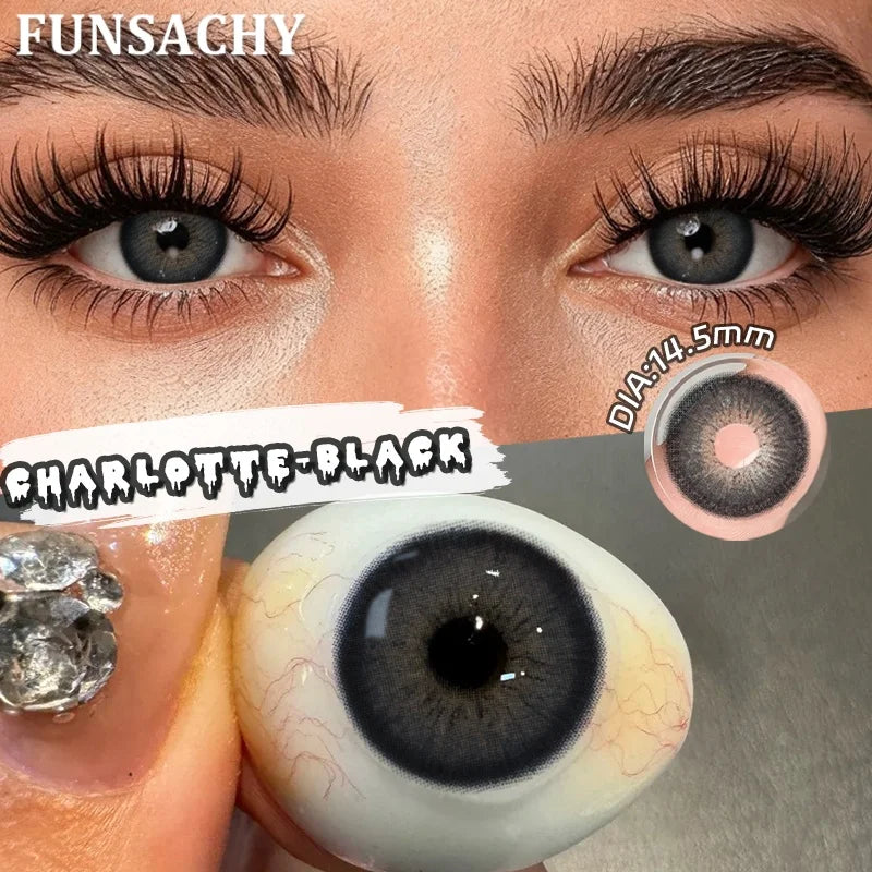 FUNSACHY 1 Pair Green Pupils for Eyes Colored Contact Lenses Natural Brown Makeup Lens Fast Shipping Yearly Cosmetic Gray Lens