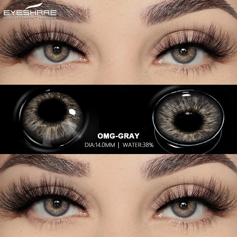 EYESHARE 2pcs Natural Colored Contact Lenses Brown Lenses Fashion Blue Gray Beauty Lenses Green Colored Pupils Eyes Makeup Lens