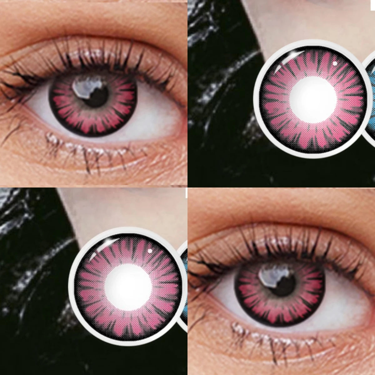 VISUASHOW 6 Months Use Green Red Anime Cosplay Colored Contact Lenses for Coser Cosplayer Daily Party Eye Beauty Makeup Contacts