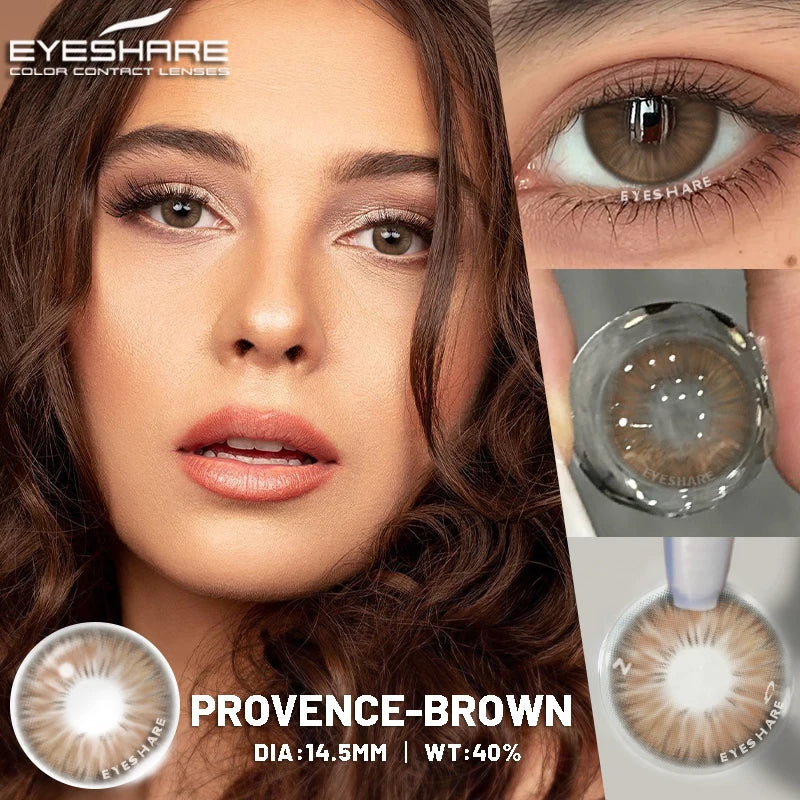 EYESHARE 1pair Color Contact Lenses Softlens for Eyes Lenses Cosmetic Eyecontacts Brown Colored Contact Lenses For Eyes