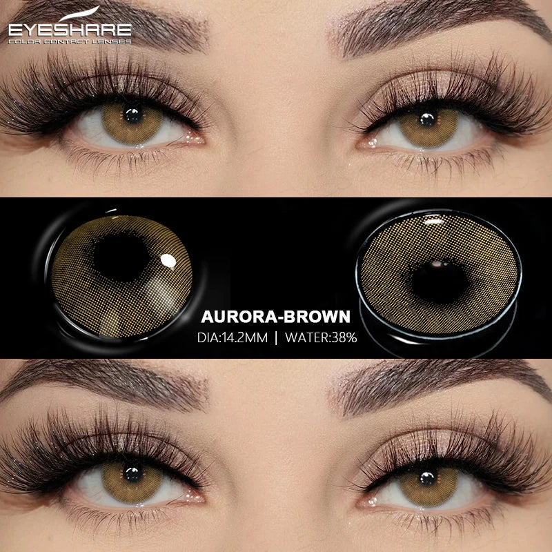 EYESHARE 2pcs Natural Colored Contact Lenses Brown Lenses Fashion Blue Gray Beauty Lenses Green Colored Pupils Eyes Makeup Lens
