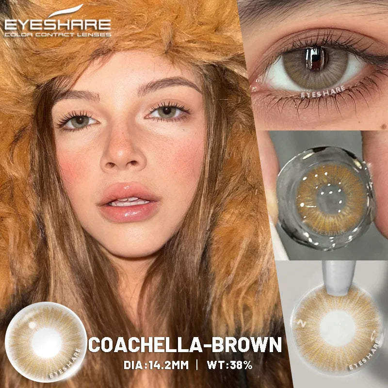 EYESHARE 1pair Color Contact Lenses Softlens for Eyes Lenses Cosmetic Eyecontacts Brown Colored Contact Lenses For Eyes