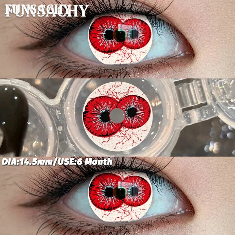 FUNSACHY 1 Pair New Demon Cosplay Contact Lenses for Halloween 2026 Cosplay Makeup Party Contact Lens Vampire Witch Softlens