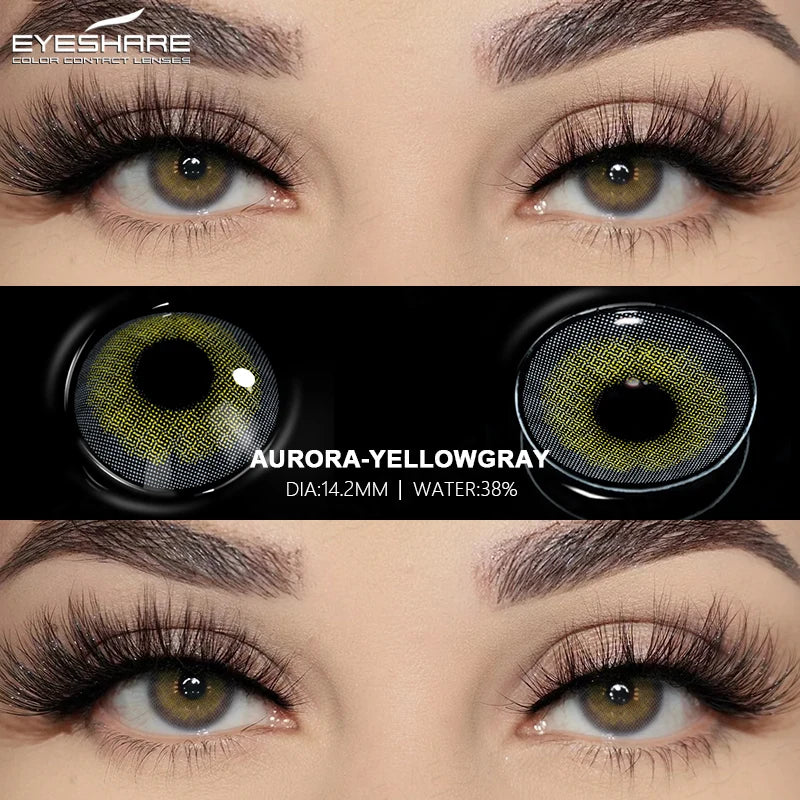 EYESHARE 2pcs Natural Colored Contact Lenses Brown Lenses Fashion Blue Gray Beauty Lenses Green Colored Pupils Eyes Makeup Lens