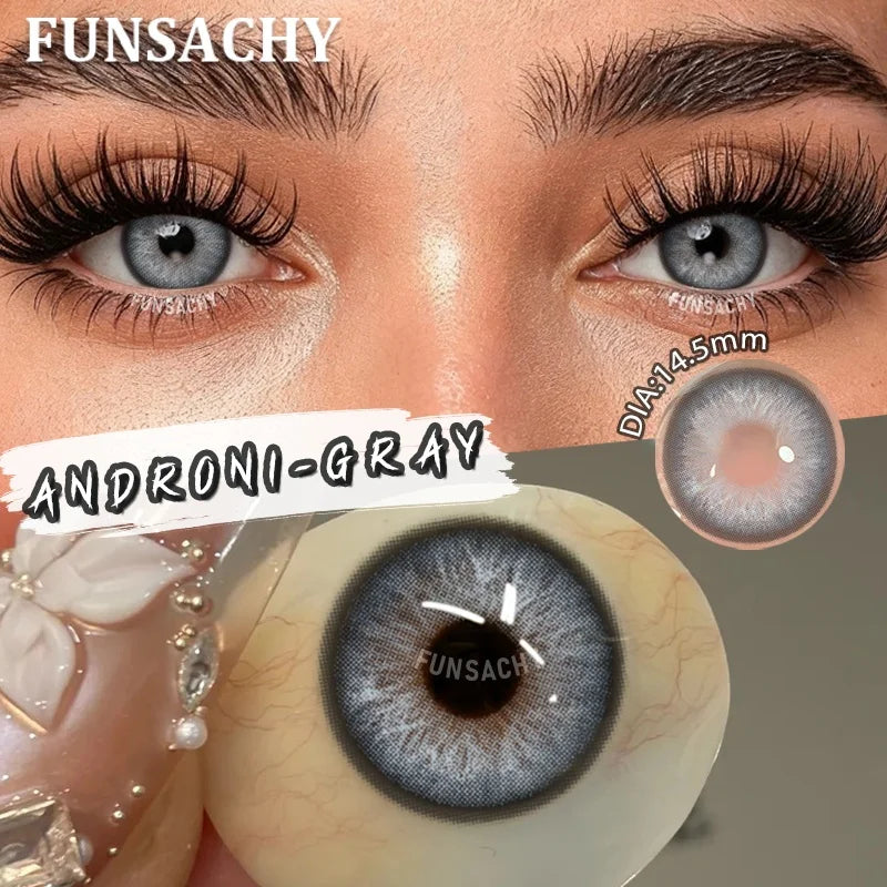 FUNSACHY 1 Pair Green Pupils for Eyes Colored Contact Lenses Natural Brown Makeup Lens Fast Shipping Yearly Cosmetic Gray Lens