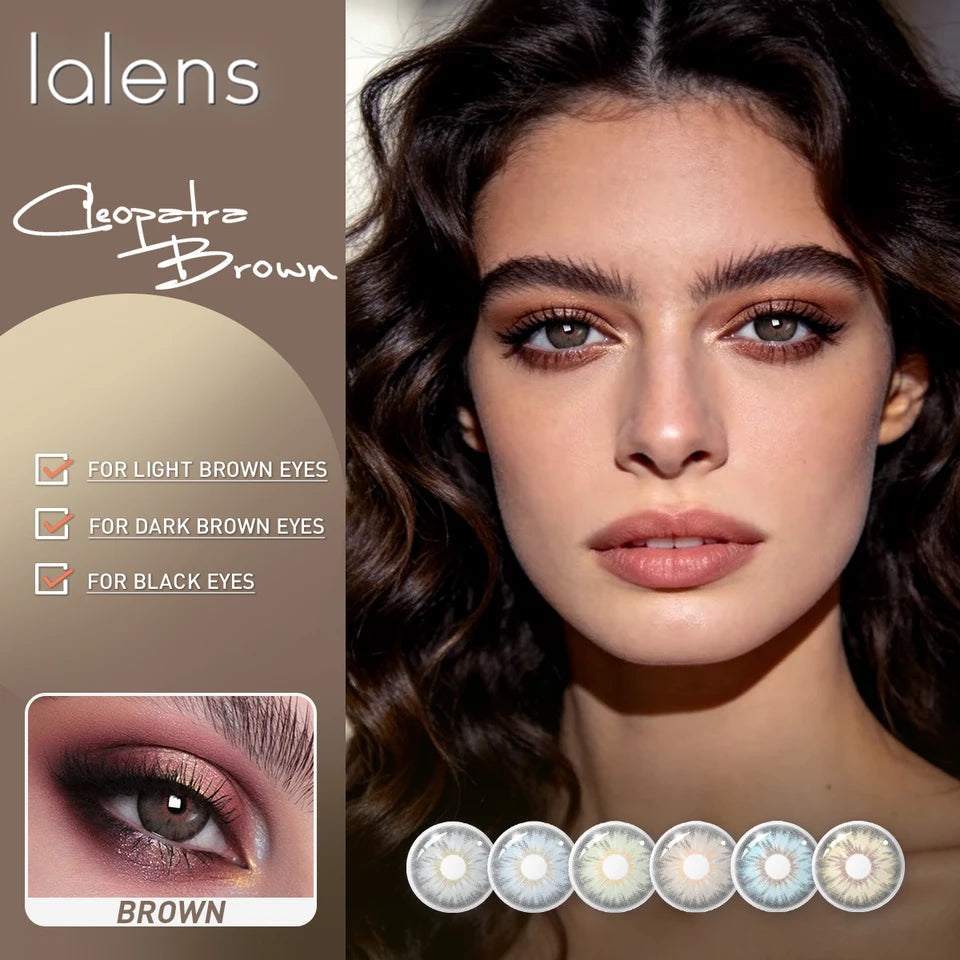 Lalens 14.2mm Cleopatra Brown Korean Design Colored Contact Lenses Half Yearly Small Pupil Natural Eye Contacts for Daily Makeup