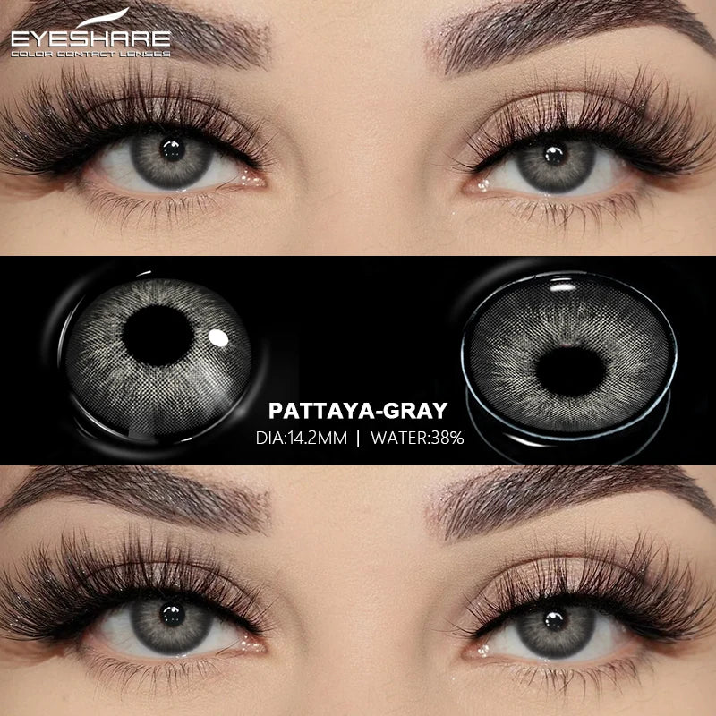 EYESHARE 2pcs Natural Colored Contact Lenses Brown Lenses Fashion Blue Gray Beauty Lenses Green Colored Pupils Eyes Makeup Lens