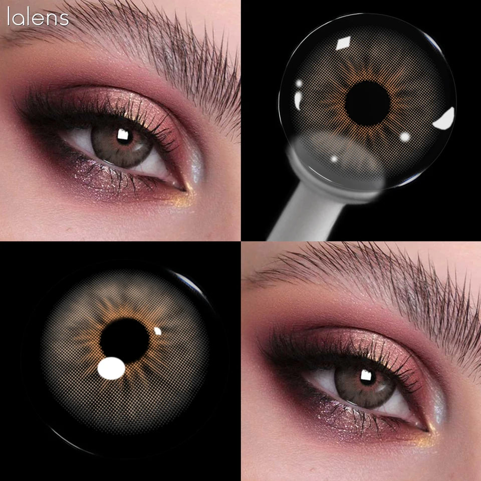 Lalens 14.2mm Cleopatra Brown Korean Design Colored Contact Lenses Half Yearly Small Pupil Natural Eye Contacts for Daily Makeup