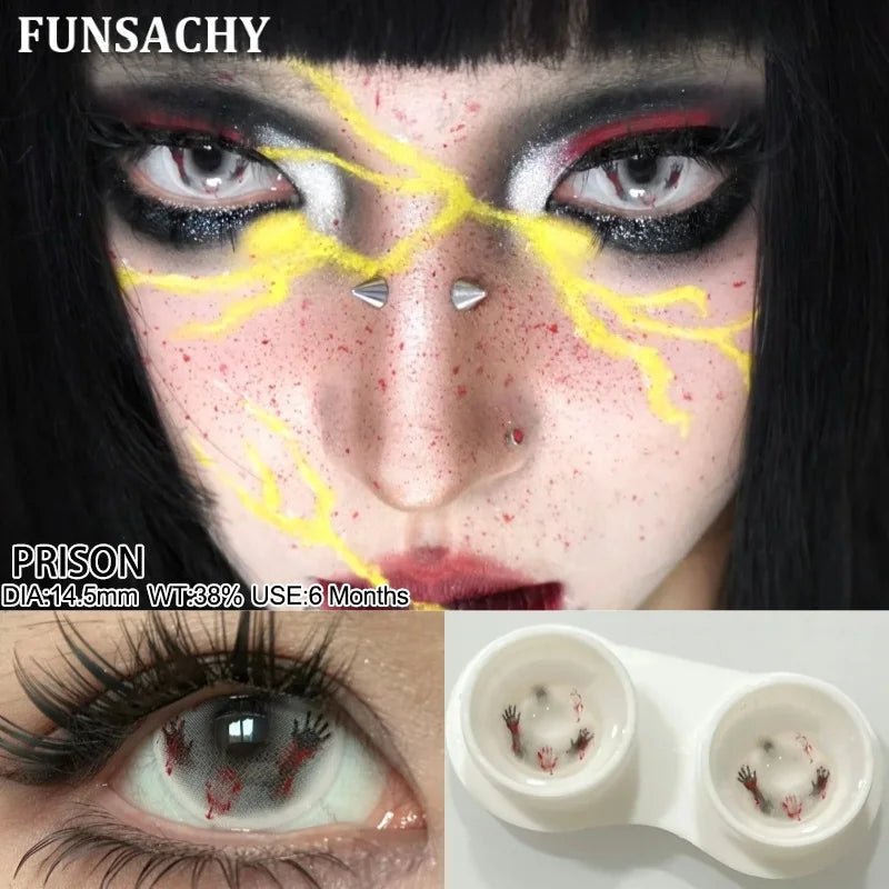 FUNSACHY 1 Pair New Demon Cosplay Contact Lenses for Halloween 2026 Cosplay Makeup Party Contact Lens Vampire Witch Softlens