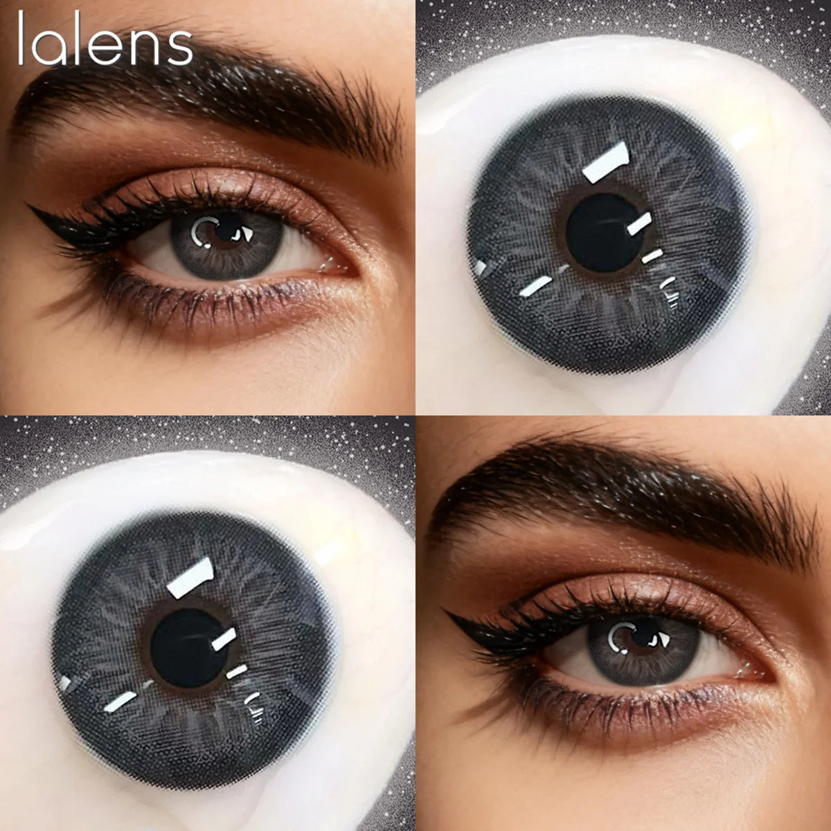 Lalens Unspoken Brown Blue Natural Soft Colored Contact Lenses 14.2mm Grey Yearly Wear Natural Eye Contacts for Daily Cosmetic