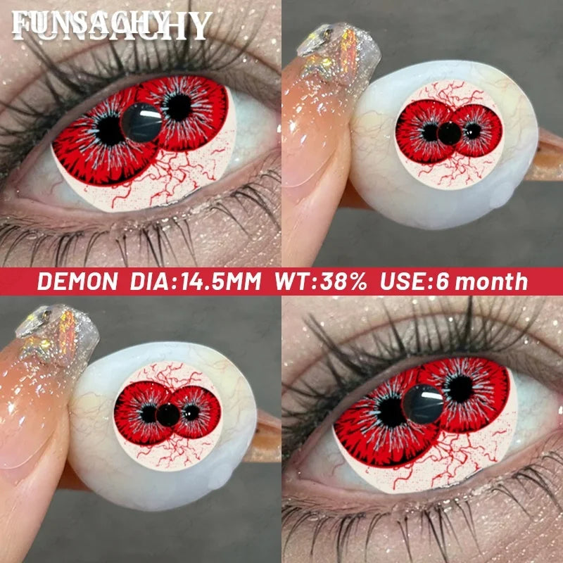 FUNSACHY 1 Pair New Demon Cosplay Contact Lenses for Halloween 2026 Cosplay Makeup Party Contact Lens Vampire Witch Softlens
