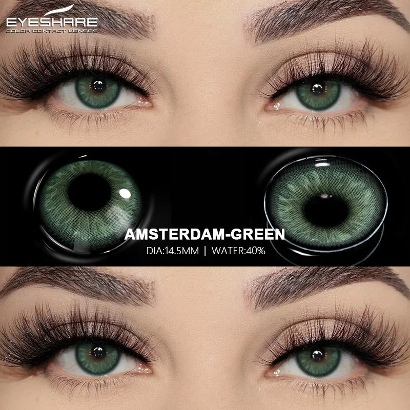 EYESHARE 2pcs Natural Colored Contact Lenses Brown Lenses Fashion Blue Gray Beauty Lenses Green Colored Pupils Eyes Makeup Lens
