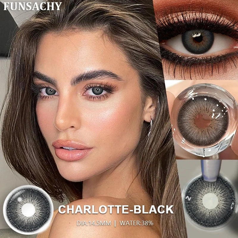 FUNSACHY 1 Pair Green Pupils for Eyes Colored Contact Lenses Natural Brown Makeup Lens Fast Shipping Yearly Cosmetic Gray Lens
