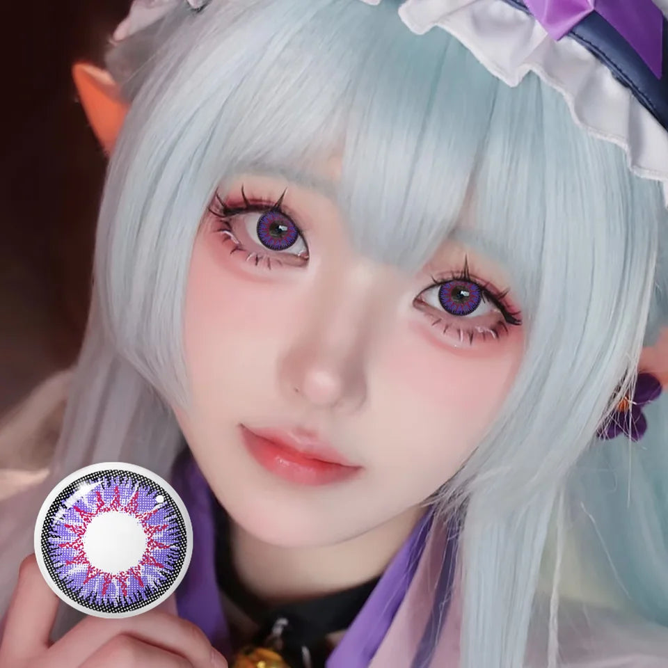 VISUASHOW 6 Months Use Green Red Anime Cosplay Colored Contact Lenses for Coser Cosplayer Daily Party Eye Beauty Makeup Contacts