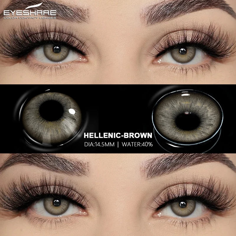 EYESHARE 2pcs Natural Colored Contact Lenses Brown Lenses Fashion Blue Gray Beauty Lenses Green Colored Pupils Eyes Makeup Lens