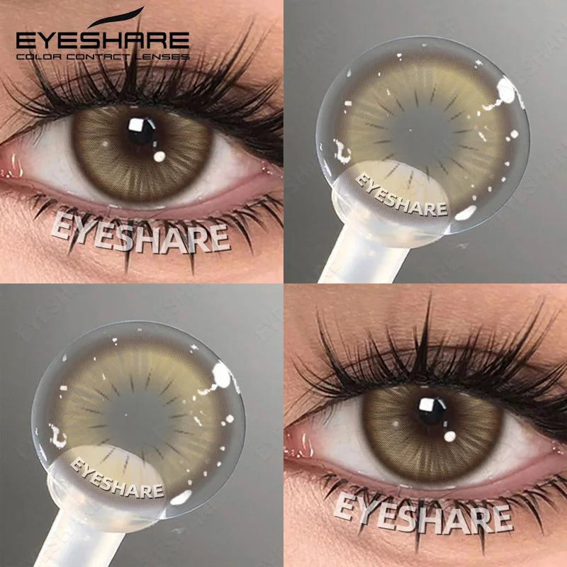EYESHARE 1pair Color Contact Lenses Softlens for Eyes Lenses Cosmetic Eyecontacts Brown Colored Contact Lenses For Eyes