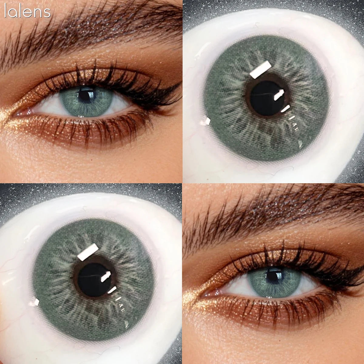 Lalens Unspoken Brown Blue Natural Soft Colored Contact Lenses 14.2mm Grey Yearly Wear Natural Eye Contacts for Daily Cosmetic