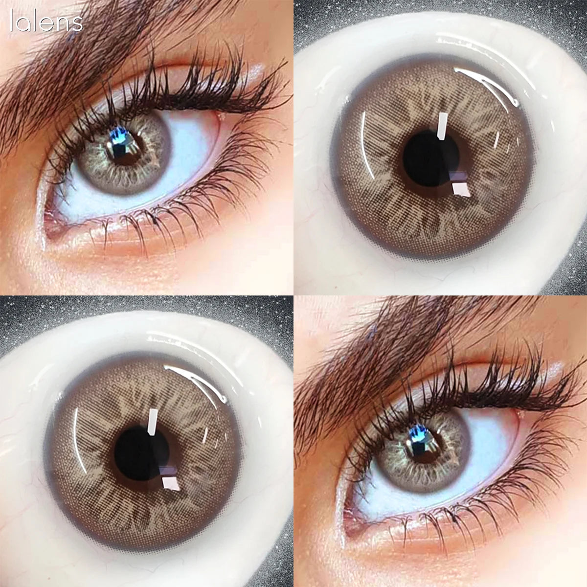Lalens Unspoken Brown Blue Natural Soft Colored Contact Lenses 14.2mm Grey Yearly Wear Natural Eye Contacts for Daily Cosmetic