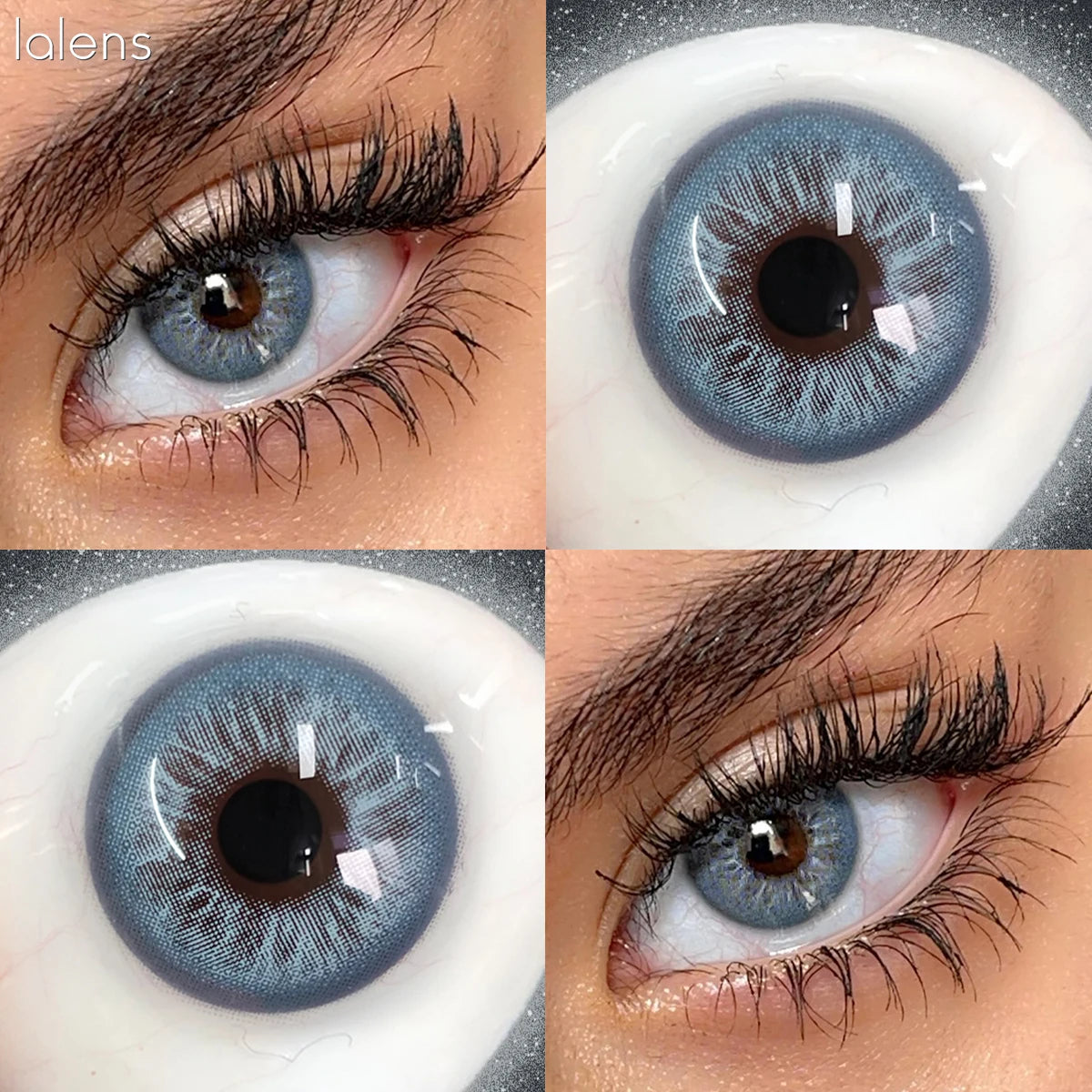 Lalens Unspoken Brown Blue Natural Soft Colored Contact Lenses 14.2mm Grey Yearly Wear Natural Eye Contacts for Daily Cosmetic