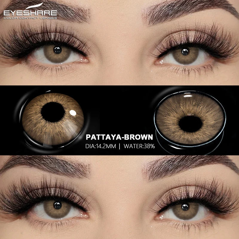 EYESHARE 2pcs Natural Colored Contact Lenses Brown Lenses Fashion Blue Gray Beauty Lenses Green Colored Pupils Eyes Makeup Lens