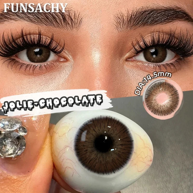 FUNSACHY 1 Pair Green Pupils for Eyes Colored Contact Lenses Natural Brown Makeup Lens Fast Shipping Yearly Cosmetic Gray Lens