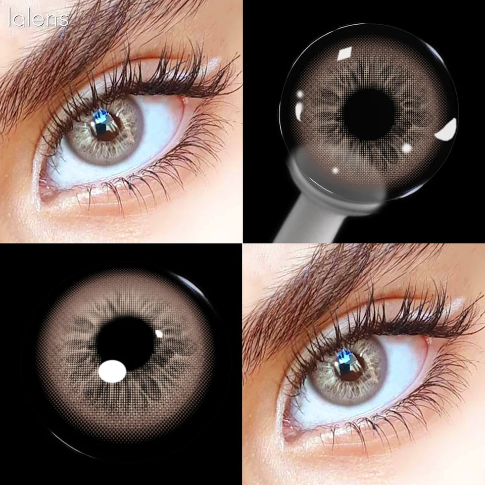 Lalens Unspoken Brown Blue Natural Soft Colored Contact Lenses 14.2mm Grey Yearly Wear Natural Eye Contacts for Daily Cosmetic