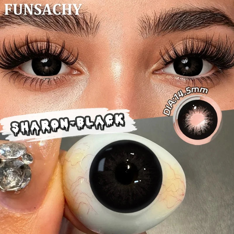 FUNSACHY 1 Pair Green Pupils for Eyes Colored Contact Lenses Natural Brown Makeup Lens Fast Shipping Yearly Cosmetic Gray Lens