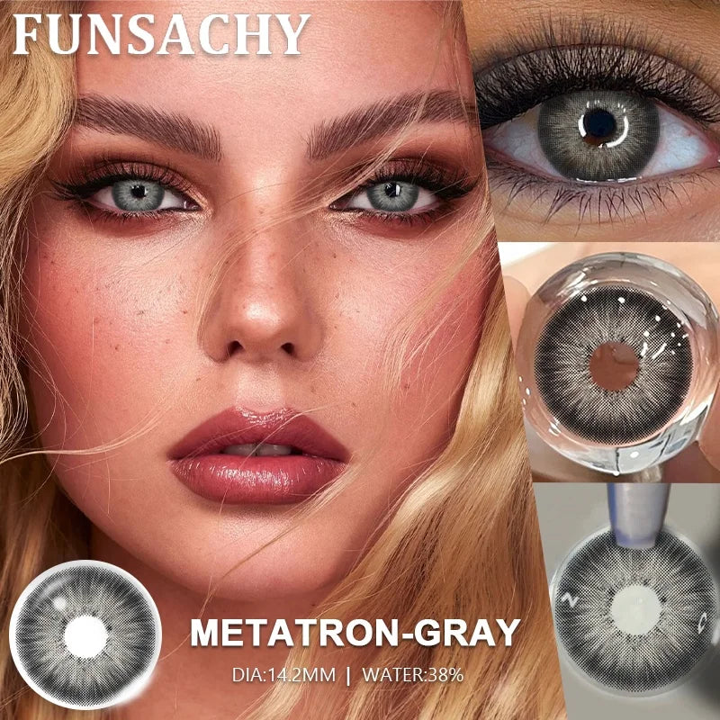 FUNSACHY 1 Pair Green Pupils for Eyes Colored Contact Lenses Natural Brown Makeup Lens Fast Shipping Yearly Cosmetic Gray Lens