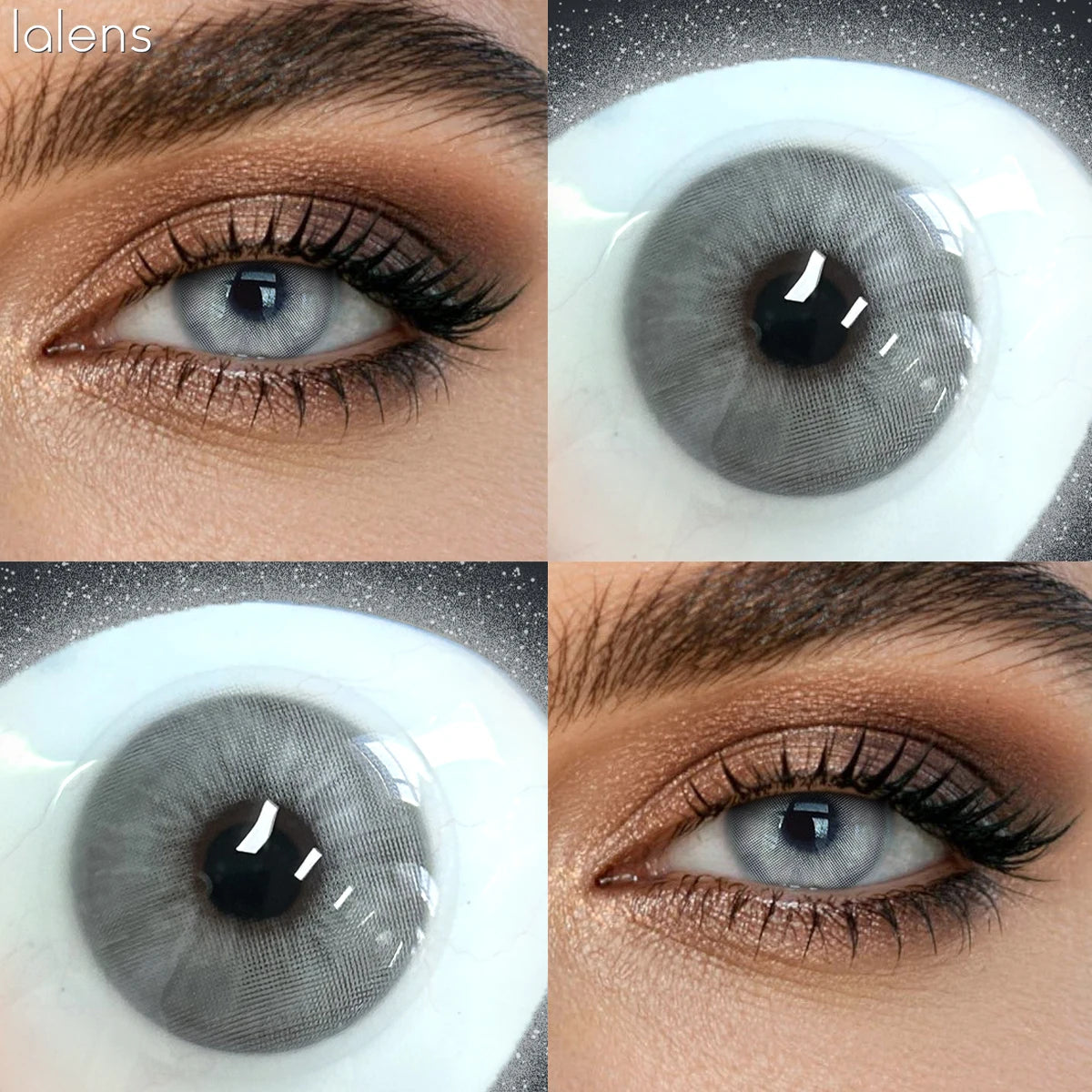 Lalens Rome Times Grey 14.2mm Small Pupil Natural Colored Contact Lenses Yearly Disposable Fashion Eye Contacts for Daily Makeup
