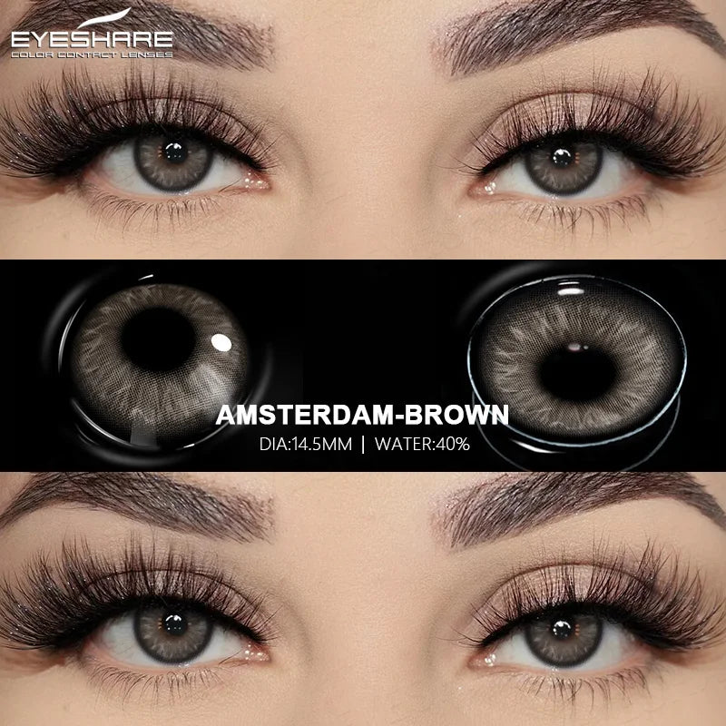 EYESHARE 2pcs Natural Colored Contact Lenses Brown Lenses Fashion Blue Gray Beauty Lenses Green Colored Pupils Eyes Makeup Lens