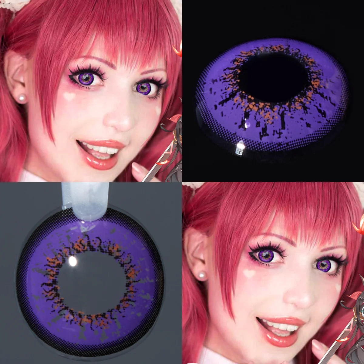VISUASHOW 6 Months Use Green Red Anime Cosplay Colored Contact Lenses for Coser Cosplayer Daily Party Eye Beauty Makeup Contacts