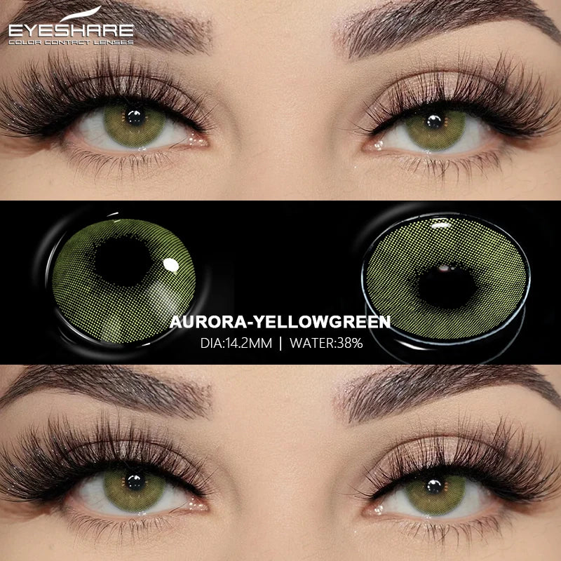 EYESHARE 2pcs Natural Colored Contact Lenses Brown Lenses Fashion Blue Gray Beauty Lenses Green Colored Pupils Eyes Makeup Lens