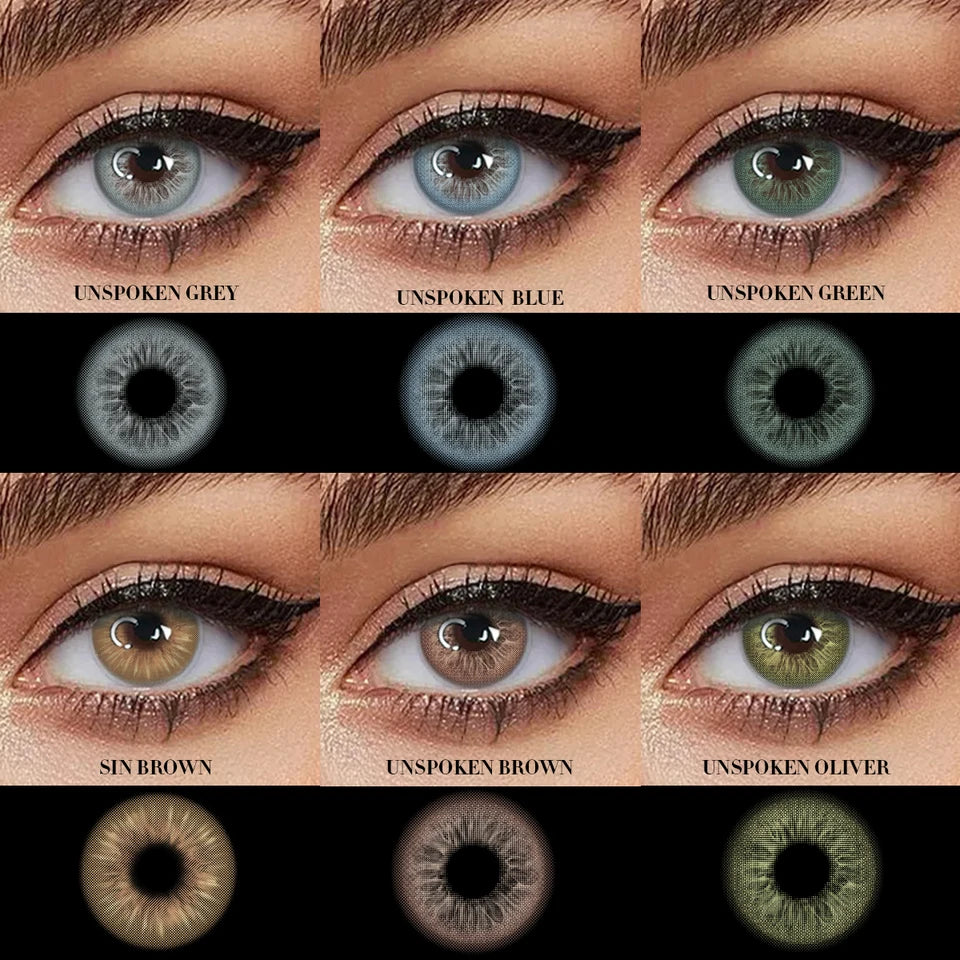 Lalens Unspoken Brown Blue Natural Soft Colored Contact Lenses 14.2mm Grey Yearly Wear Natural Eye Contacts for Daily Cosmetic