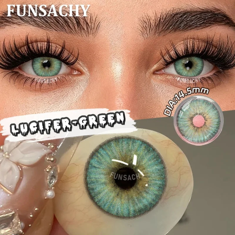 FUNSACHY 1 Pair Green Pupils for Eyes Colored Contact Lenses Natural Brown Makeup Lens Fast Shipping Yearly Cosmetic Gray Lens
