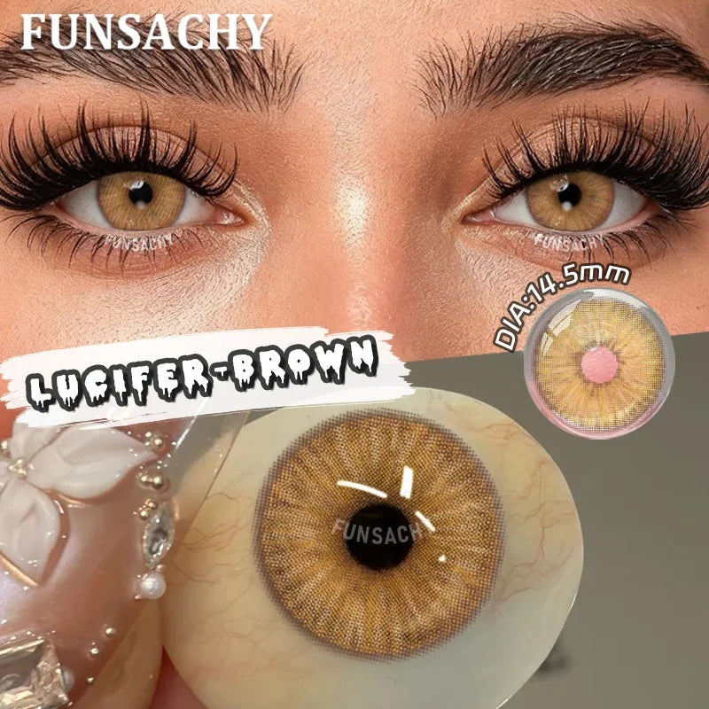 FUNSACHY 1 Pair Green Pupils for Eyes Colored Contact Lenses Natural Brown Makeup Lens Fast Shipping Yearly Cosmetic Gray Lens