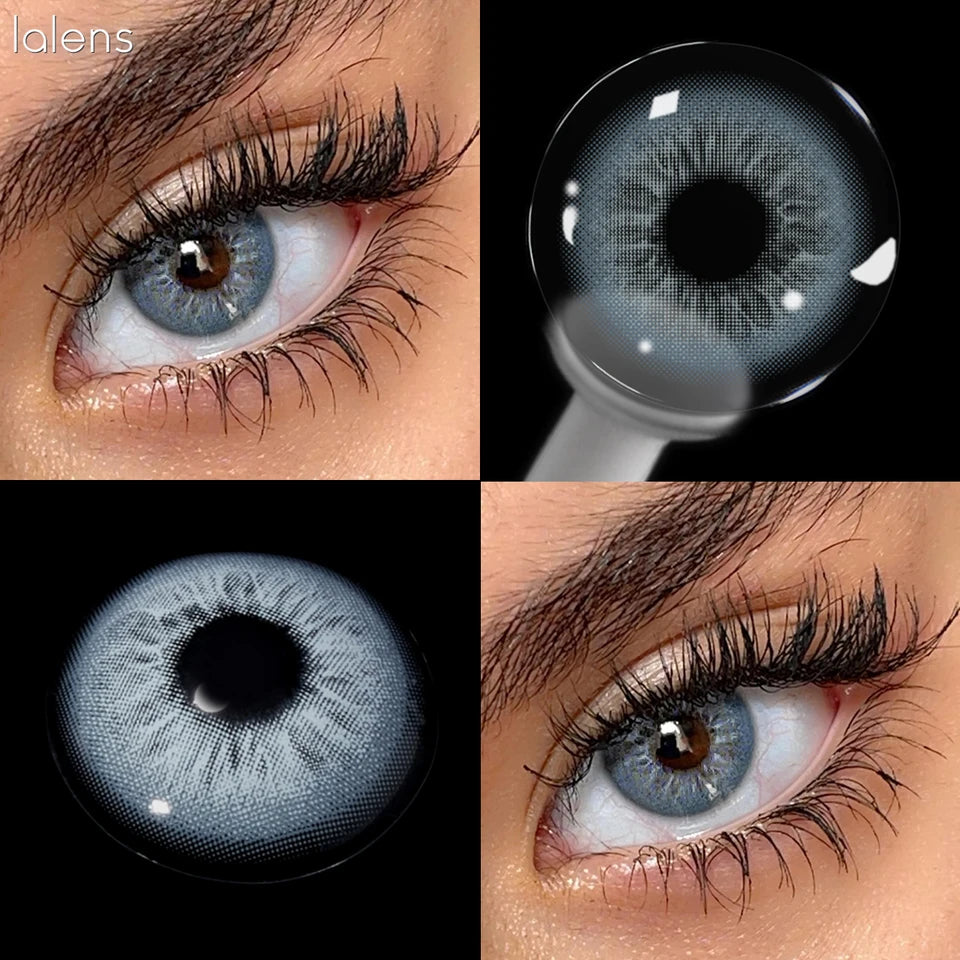 Lalens Unspoken Brown Blue Natural Soft Colored Contact Lenses 14.2mm Grey Yearly Wear Natural Eye Contacts for Daily Cosmetic