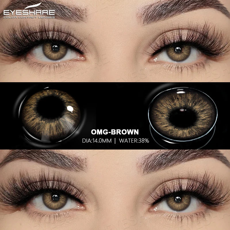 EYESHARE 2pcs Natural Colored Contact Lenses Brown Lenses Fashion Blue Gray Beauty Lenses Green Colored Pupils Eyes Makeup Lens