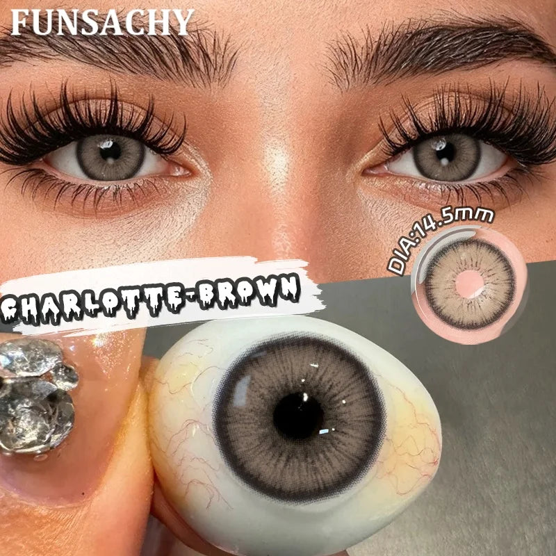 FUNSACHY 1 Pair Green Pupils for Eyes Colored Contact Lenses Natural Brown Makeup Lens Fast Shipping Yearly Cosmetic Gray Lens