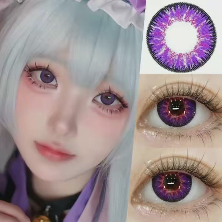 VISUASHOW 6 Months Use Green Red Anime Cosplay Colored Contact Lenses for Coser Cosplayer Daily Party Eye Beauty Makeup Contacts